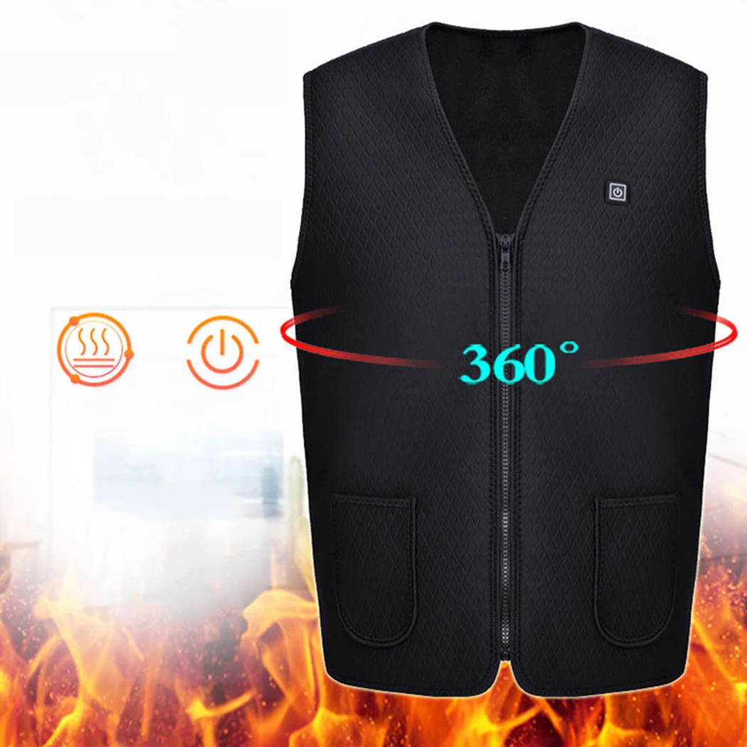 Unisex USB Electric Heated Vest Men Women Heating Waistcoat Thermal