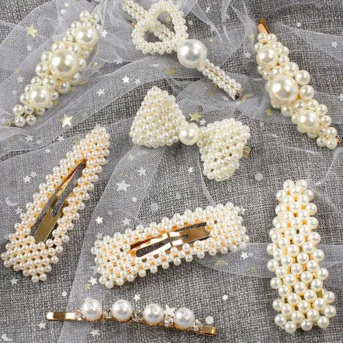 

Fashion Women Pearl Hair Clip Snap Barrette Stick Hairpin Hair Accessories Gift