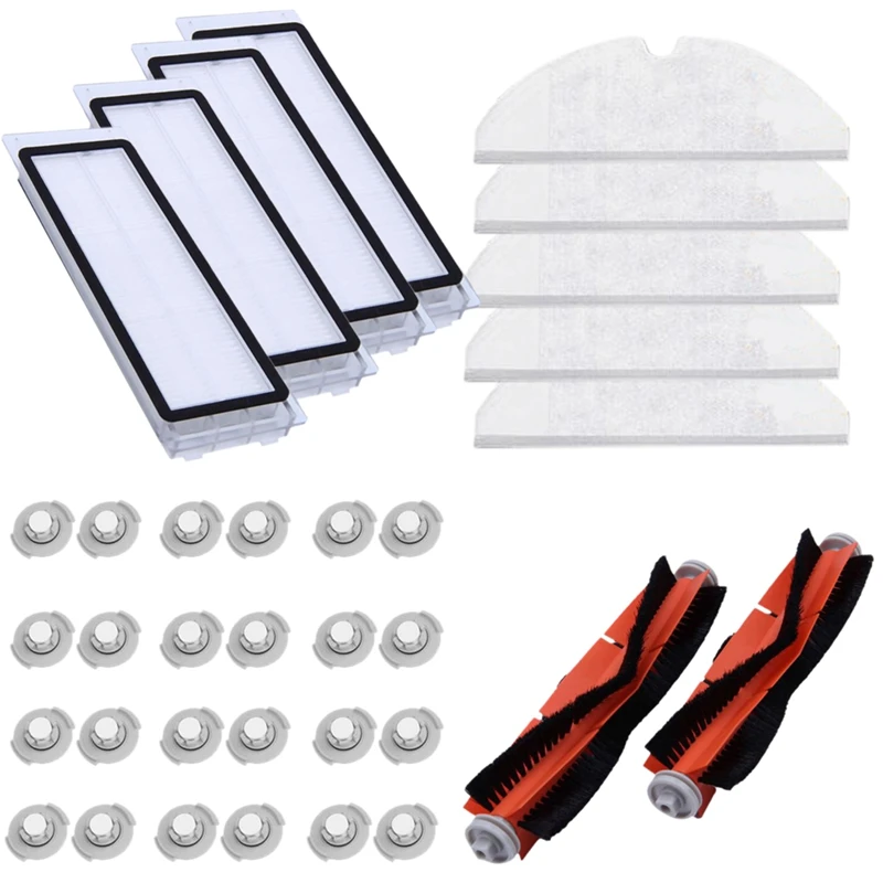 

For Xiaomi Roborock Vacuum Cleaner 2 Spare Parts Kits Mop Cloths Dry Wet Mopping Water Tank Filter Water Tank Side Brush 35Pcs