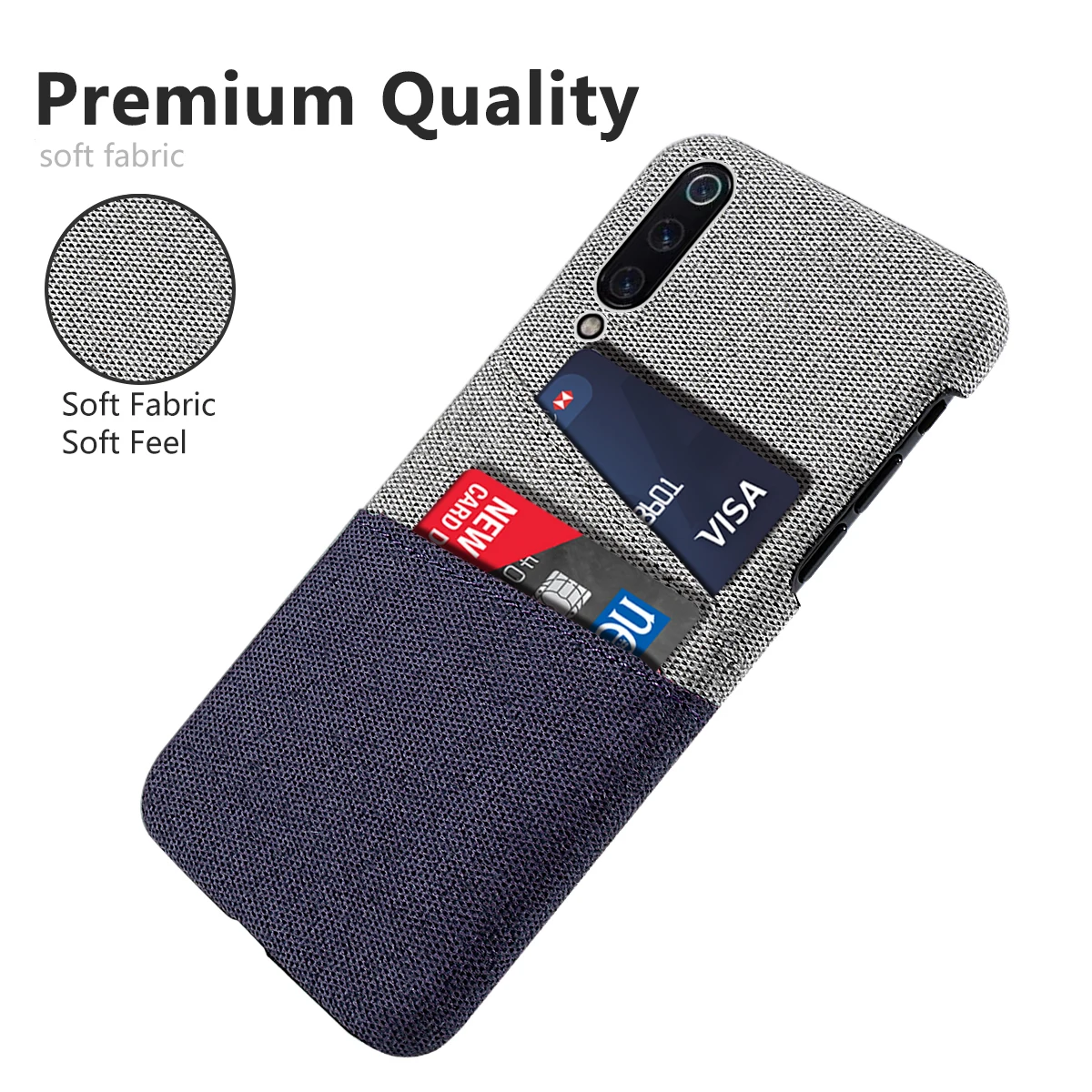 For Xiaomi Mi 9 Case Fabric Cloth Woven Cards Holder Slim Anti-Scratch Hard PC Back Cover For Xiaomi Mi9 Mi 9 SE Redmi 7 GO Case