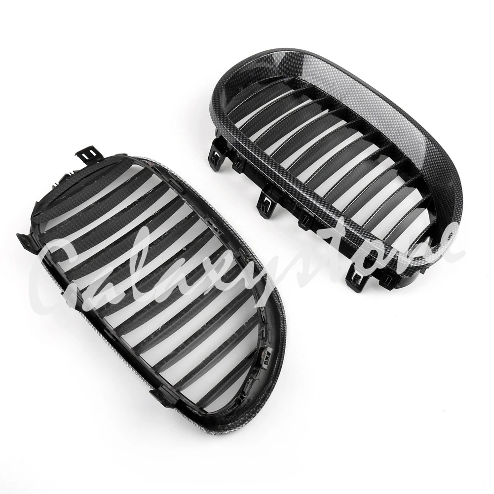 

1 Pair of Carbon Fiber Kidney Front Grille Grill Hood Nose for BMW E60 E61 2003-2009