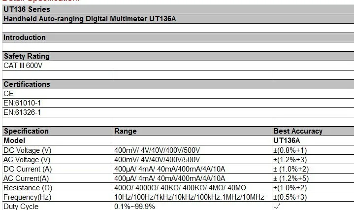 UNI-T ut136a LCR метр аналоговый мульти Тесты er Авто Диапазон удержания данных DMM Цифровой Мультиметры w/частота рабочий цикл Тесты