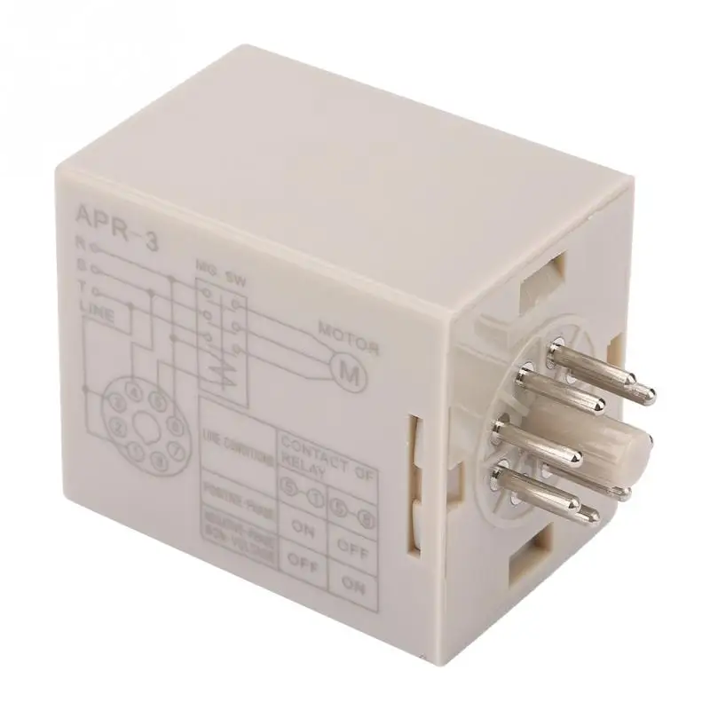 APR 3 8 Pin AC380V Phase Controller Relay Contact Rating 5A 250VAC