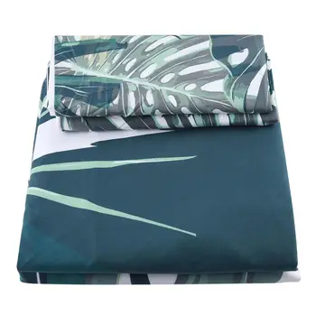 

King Size 3Pcs 100% Polyester Green Plant Printed Duvet Cover Soft Bedding Set Quilt Cover Pillowcase king size bedding set