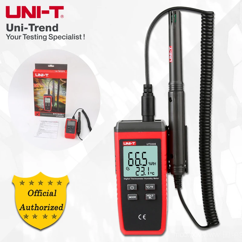 UNI-T UT333S цифровой измеритель температуры и влажности; промышленный класс ручной термометр/гигрометр, ЖК-дисплей с подсветкой