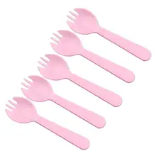 100 шт творческие 2-в-1 Sporks одноразовых ложек и вилок для торта для салата и мороженого фруктовый десерт для дня рождения Свадебная вечеринка поставки