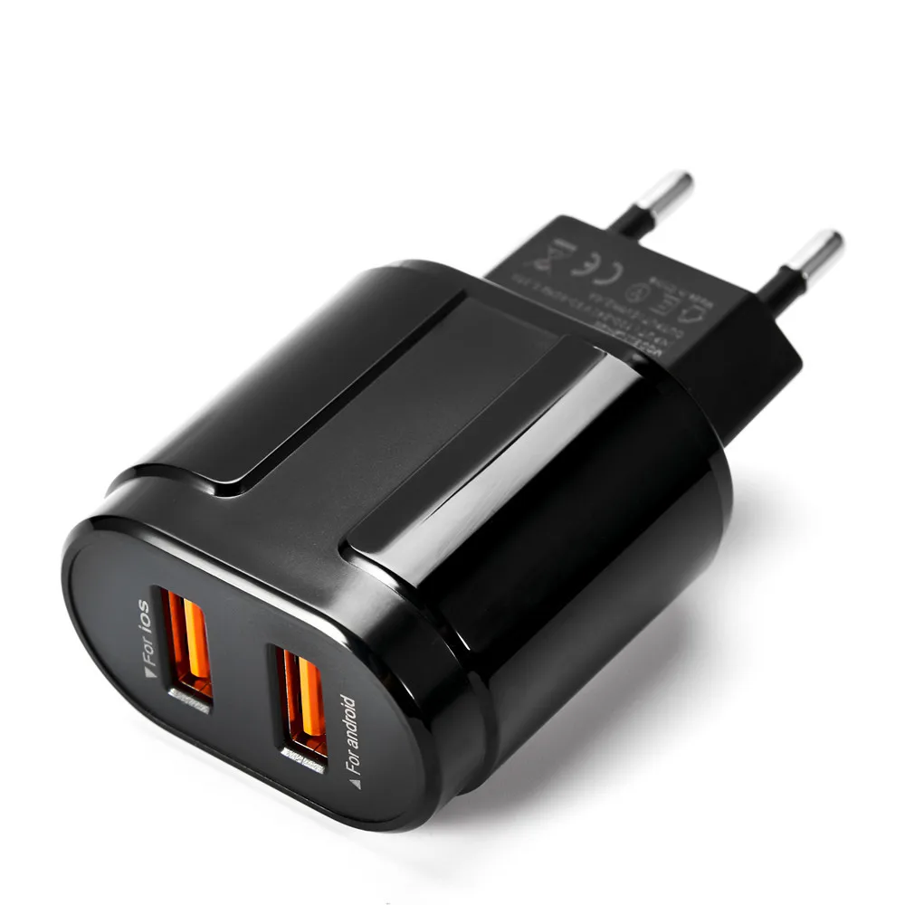 5 V 2.4A المزدوج الهاتف شاحن آيفون سامسونج سوني Xiaomi هواوي محول الهاتف المحمول شواحن USB سريع الاتحاد الأوروبي الولايات المتحدة التوصيل الهاتف مح...