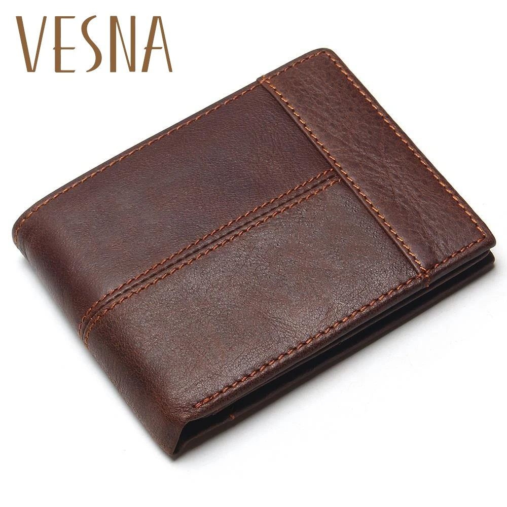 Vesna TAUREN, классические мужские кошельки из натуральной кожи, с карманом для монет, на молнии, мужской кожаный кошелек с отделением для монет, портфель, Cartera