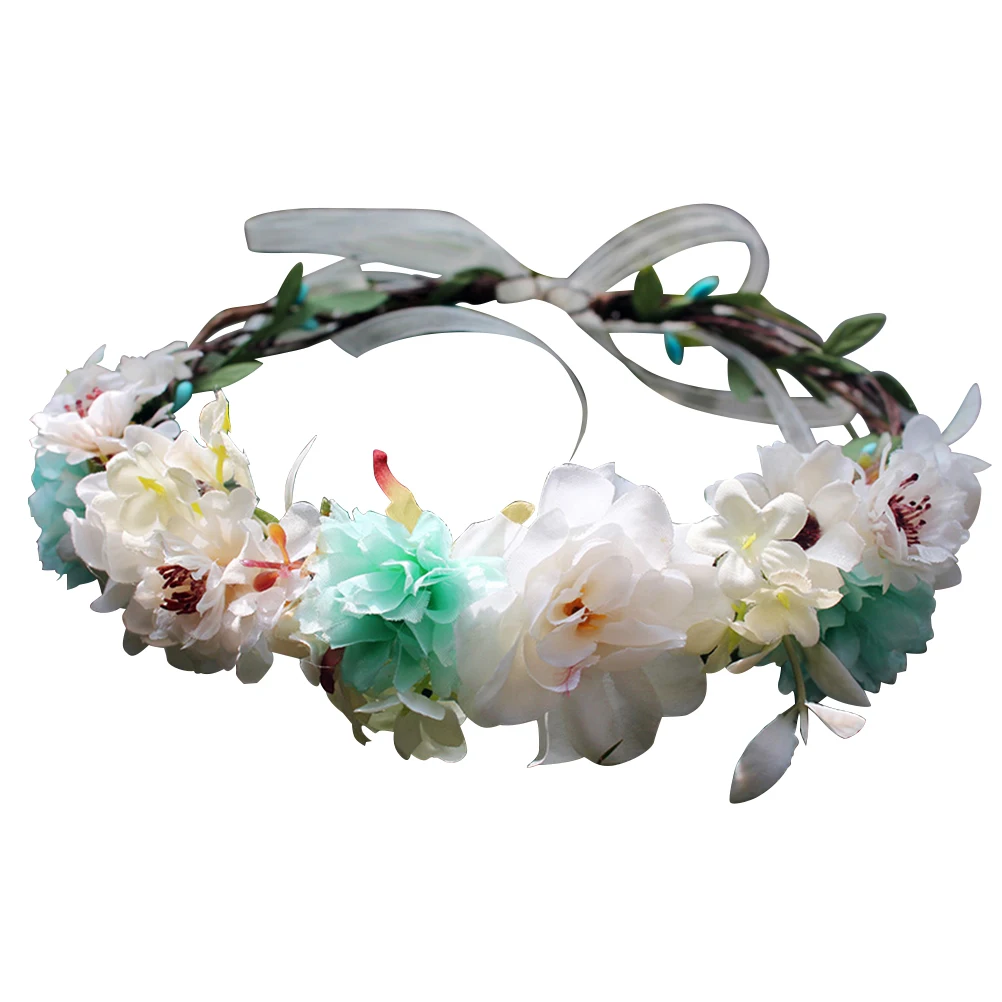 

Girl Flower Bridal Headwear Floral Crown Hair Wreath Halo Garland Headpiece for Holiady Wedding Party