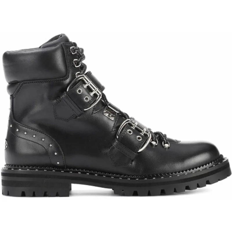 red Fermoir Bottes Femmes Black Hiver 2018 Véritable Cheville Pour black De Cuir En Métal Cravate Mode Locomotive Rivet Chaussures Luxe H0wz0