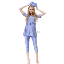 Скромные пляжи высокого качества солнцезащитный крем короткий рукав Арабский Мусульманский купальник женский купальник Мусульманский купальник с шапочка для бассейна