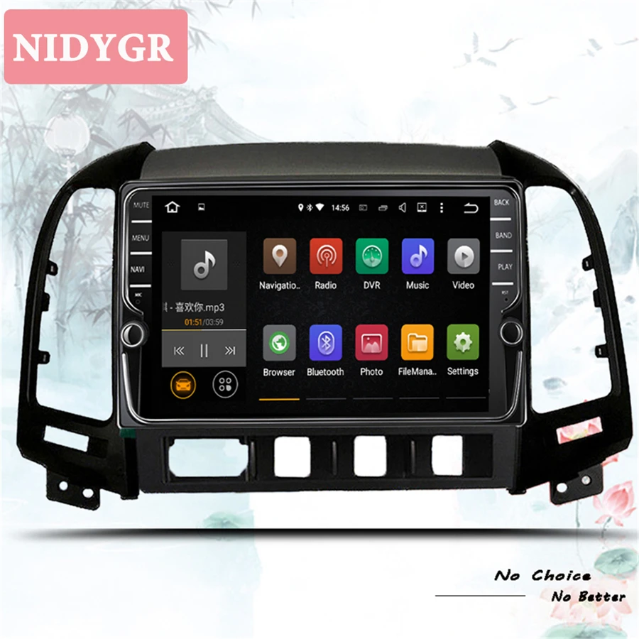 1024*600 Восьмиядерный 4G Android 9,1 2din автомобильный Радио DVD gps для hyundai Santa Fe 2006-2012 головное устройство радио Cessette рекордер 4 отверстия