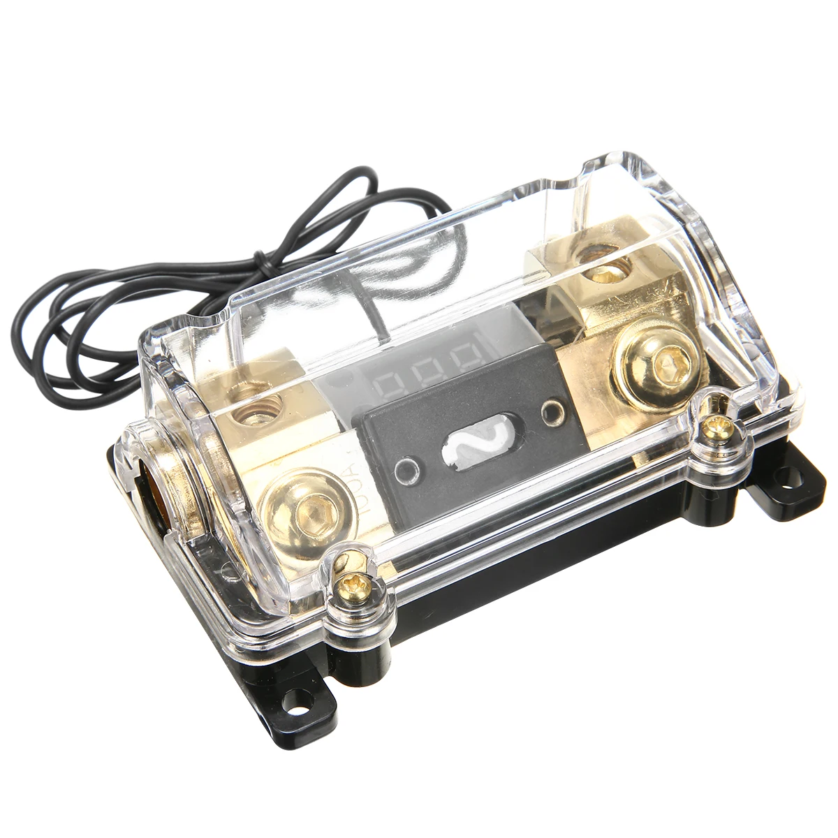 

100A 2 Way LED Display Fuse Holder Car Boat Audio Power Fuse Holder Block LED Voltage Display