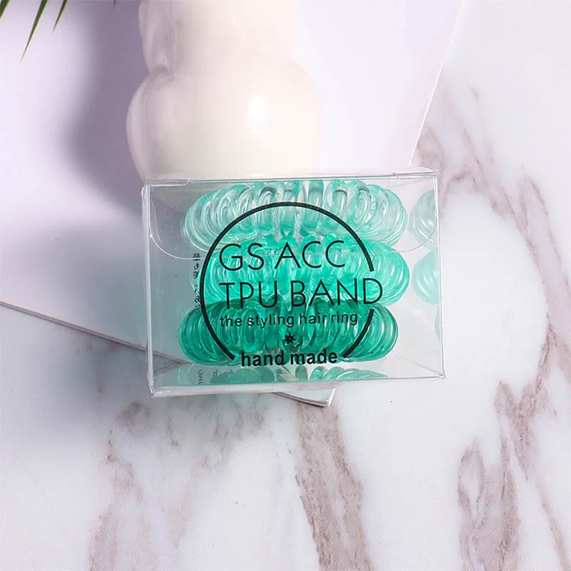 Telephone ring hair tie with box Elastic Adjustable 3PCS/Set Hair bands Gradient ramp Candy Color Hair Rings