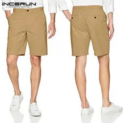 INCERUN летние модные для мужчин классические шорты хлопок Кнопка повседневное по колено шорты для женщин Сплошной уличная бермуды Hombre