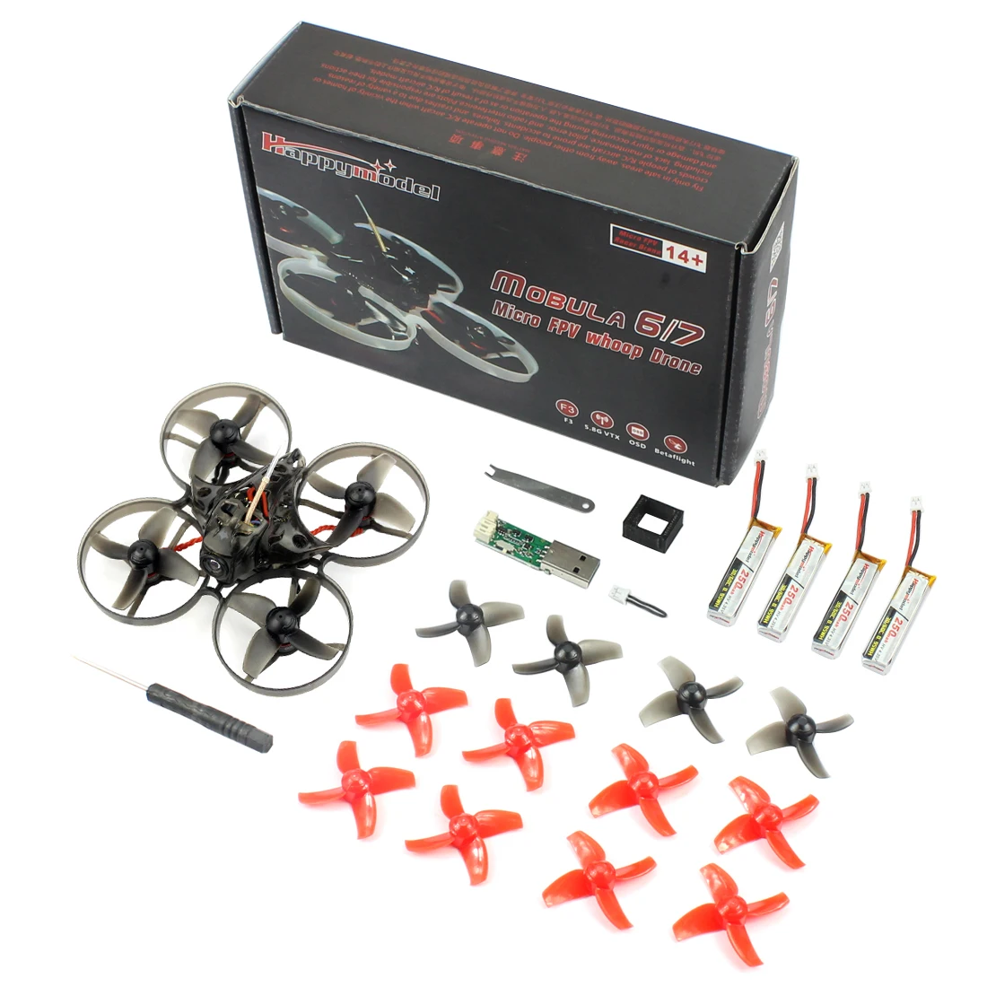 Happymodel Mobula7 гоночный Дрон 75 мм Crazybee F3 Pro OSD 2S BWhoop FPV Квадрокоптер с обновлением BB2 ESC