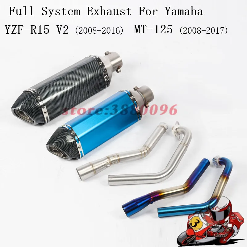 

Motorcycle Full Exhaust System Slip on For Yamaha YZF-R15 V2 MT-125 Exhaust Muffler Pipe