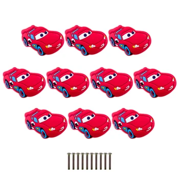 

10pcs Cartoon Soft Rubber Single Hole Door Knob Furniture Handle Drawer Cupboard Kitchen Pull Handle Car Shape For Kids Room
