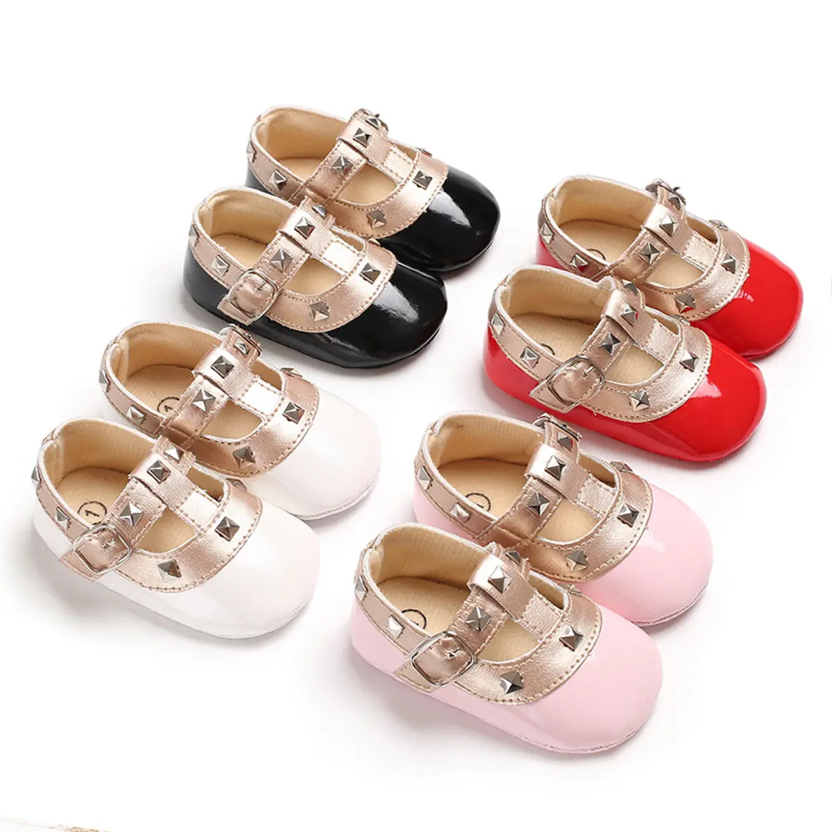 

Newborn Baby Girls Bow Princess Shoes Anti-slip Soft Sole Crib Shoes