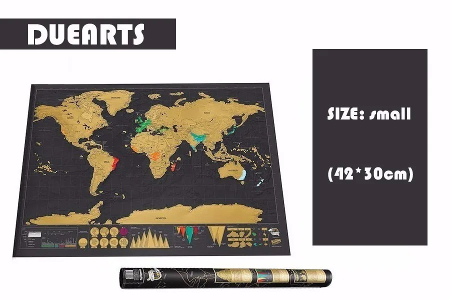 Free Shipping Small Size 42x30cm Deluxe Black Scratch-off Optional Display Scratch The World Map Decor School Office Stationery |