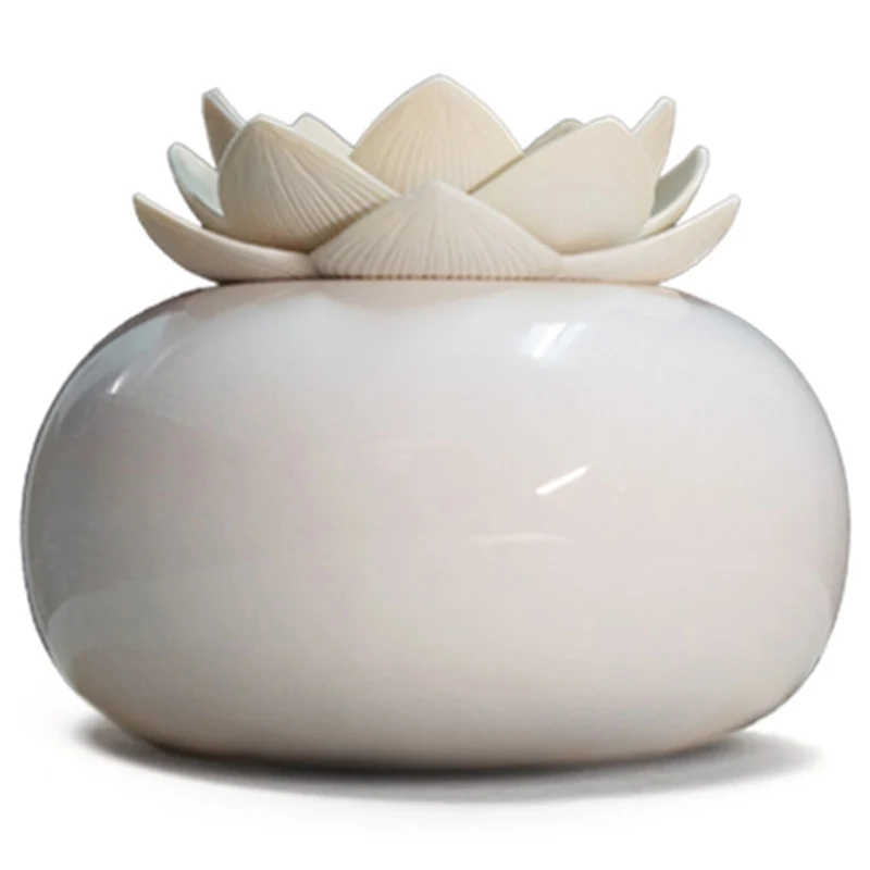 

200Ml Ceramic Ultrasonic Aroma Humidifier Air Diffuser Simplicity Lotus Purifier Atomizer Essential Oil Diffuser White+White