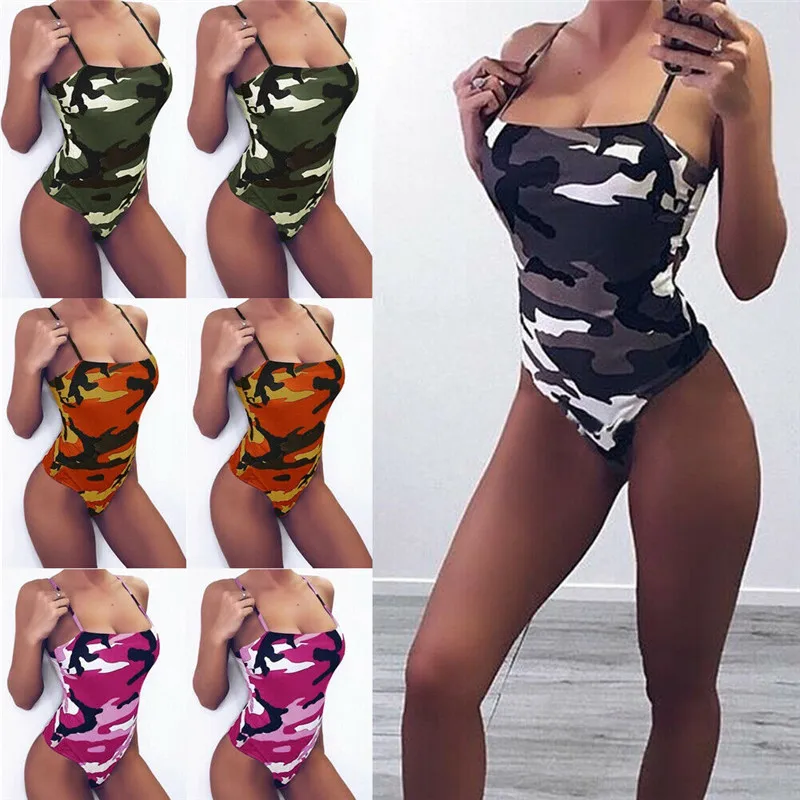 

2019 New Women Sexy Camo Jumpsuit Bodycon Bodysuit Leotard Top Romper Blouse Sleeveless Shirts Clubwear plus size