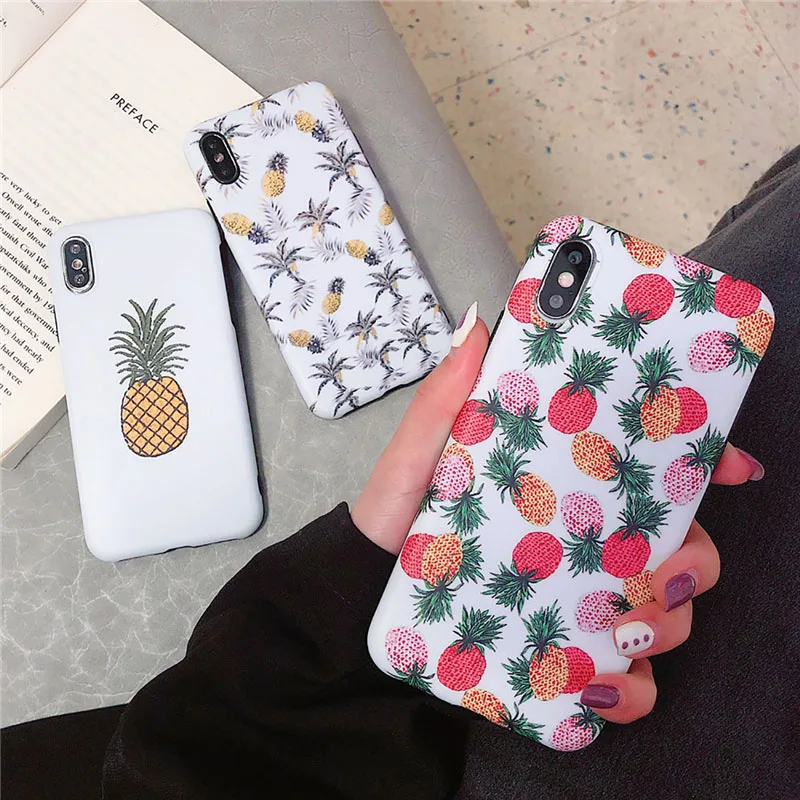 

Ottwn Soft IMD For iPhone X XR XS Max Creative Cases Cover For iPhone 7 8 6 6s Plus Fashion Pineapple Floral Phone Case Coque