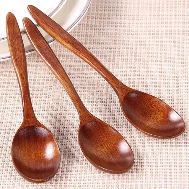 Special Offers 5PC Kitchen Wooden Spoon Bamboo Cooking Utensil Tool for Soup Coffee Catering Teaspoon 