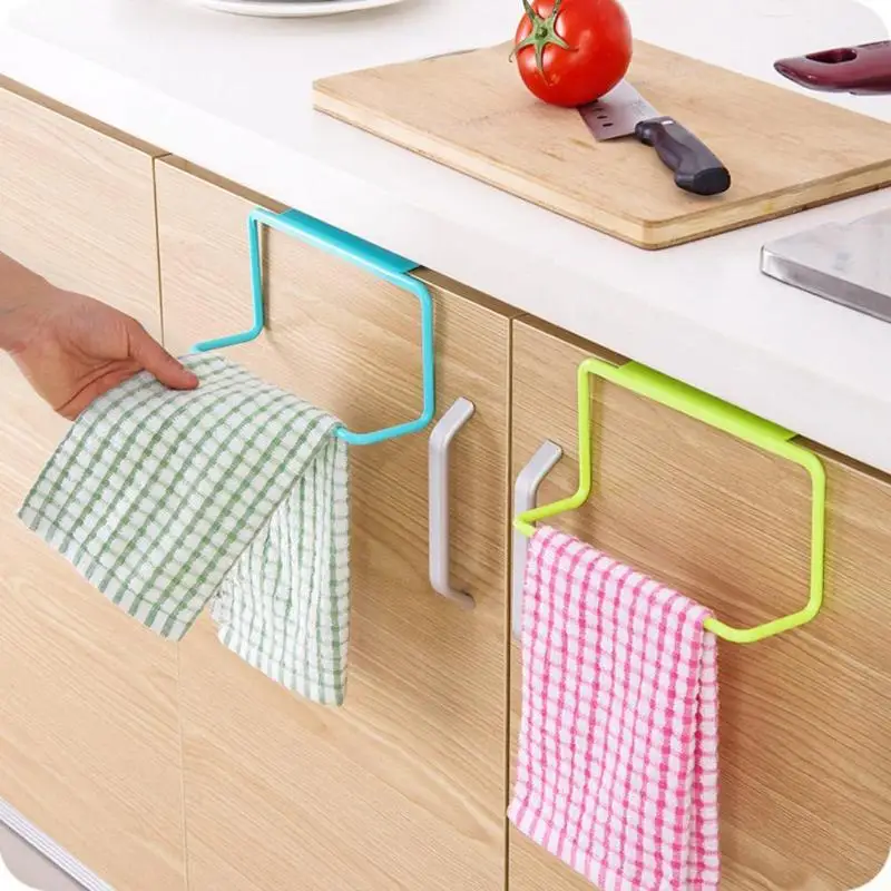 

New Multifunction Bathroom Towel Rack Cupboard Door Back Trash Garbage Bag Storage Holder Hanging Kitchen Cabinet Kitchen Gadget