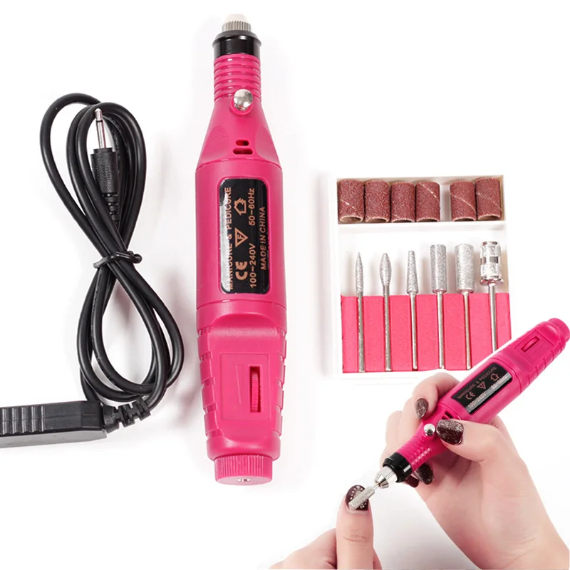 

USB Power Professional Electric Manicure Machine Pen Pedicure Nail File 6 Bits Drill Machine Practice Hand Nails Accessoires