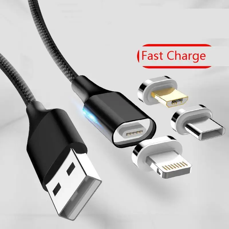 Магнитный Micro USB кабель Vogek 3A для iPhone, samsung, Android, адаптер для быстрой зарядки, кабель для телефона, магнитный кабель для зарядки и передачи данных, провод 1 м