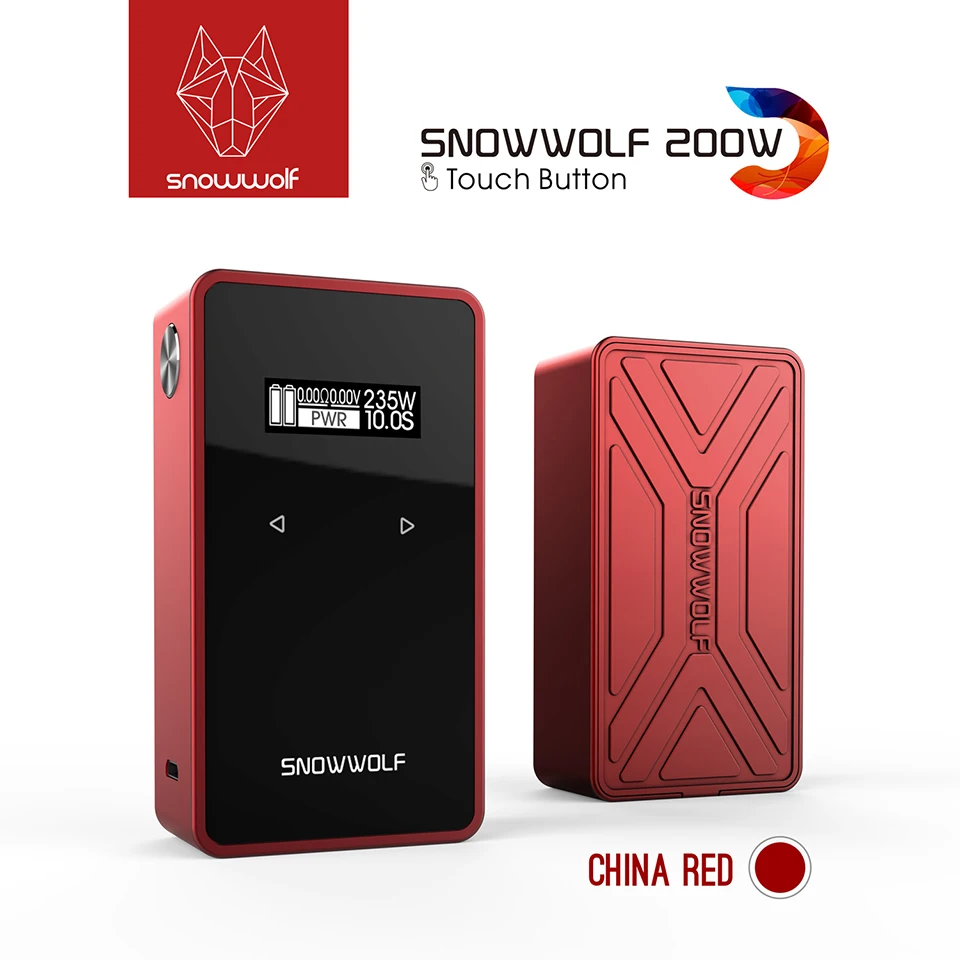 

Newest Original Snowwolf 200w-c Mod Box Fit 18650 Battery Touch Sreen Vape Mod With max 235 Watt Electronic Cigarette Mod Box