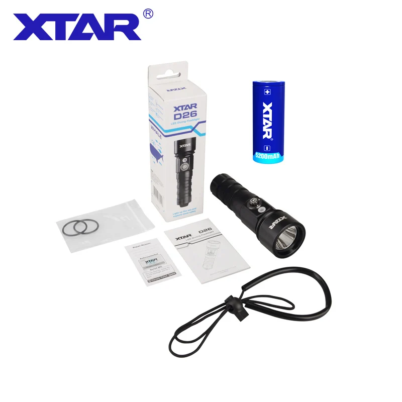 1 комплект XTAR D26 КИТ CREE XM L2 U3 светодиодный 4 режима 1100 люмен фонарик для дайвинга|xtar