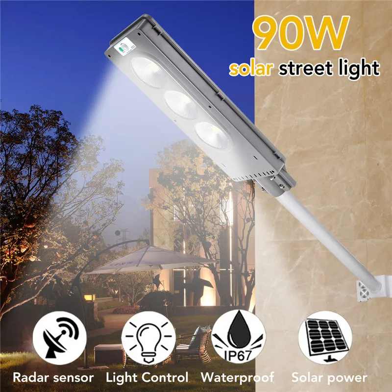 

90W 120LED Solar Street Light Light Control+Radar Sensing Wall Lamp 2 In 1 Constantly bright & Induction Solar Security Lamp