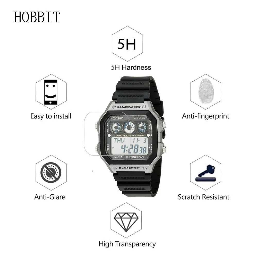 Взрывозащищенная нано пленка для экрана Casio 3 упаковки 5H AE1300WH мужских часов AE1200WHD