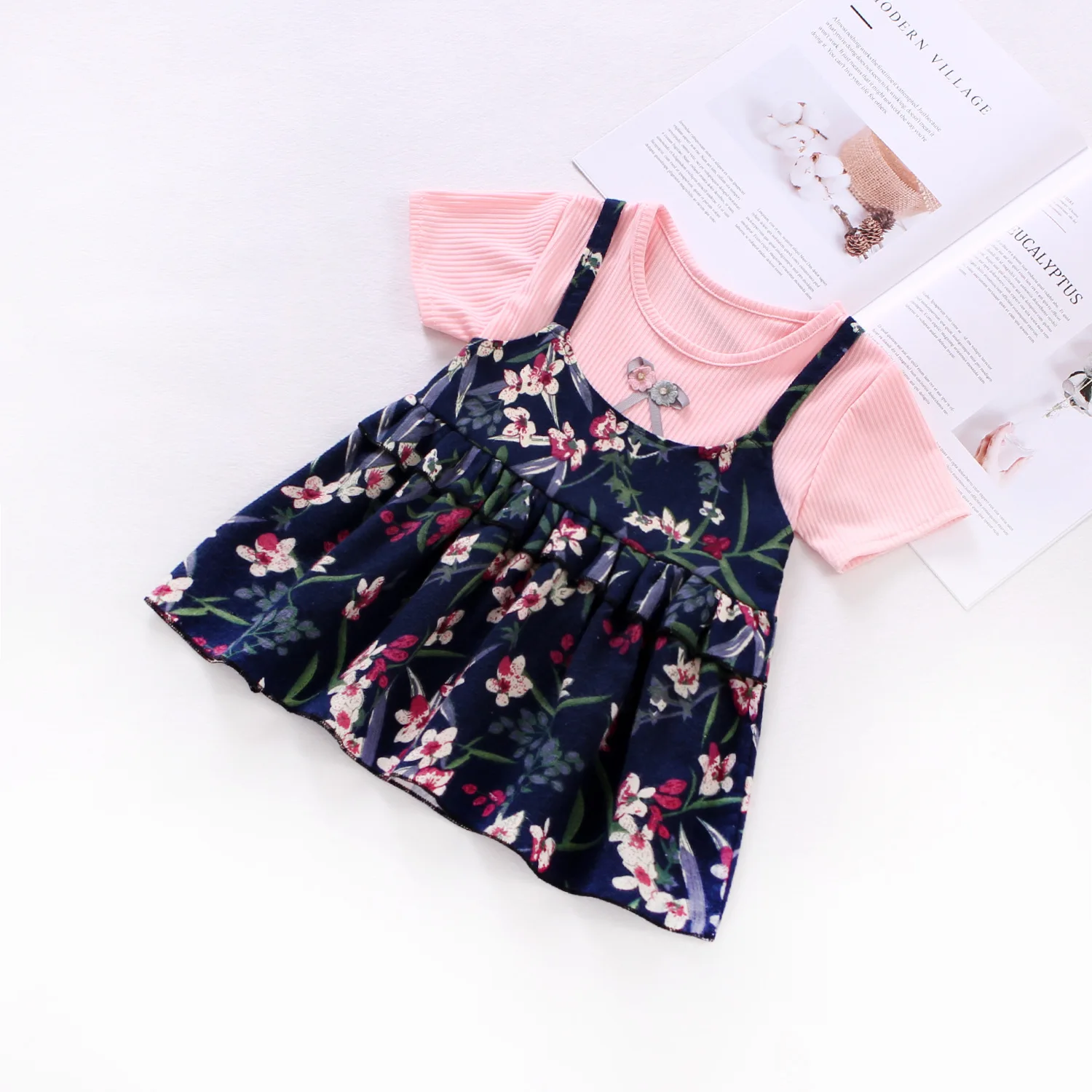 

2019 New Summer Cotton Baby Girls Cartoon Short Sleeves Dress Children's Clothing Kids Princess Dresses Casual Clothes 0-3Years