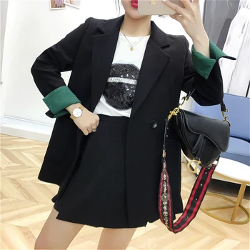 

PEONFLY Fashion Single Button Blazer Women New Spring Autumn 2019 Loose Black Blazer Jacket Casual Office Lady Blazer Femme