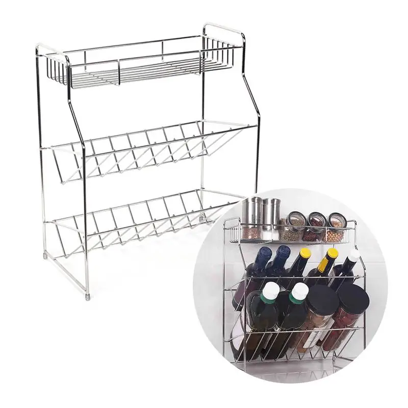 

Multifunctional Wrought Iron Storage Rack Kitchen Double-layer Spice Bottle Finishing Shelf Metal Bathroom Toiletries Organizer