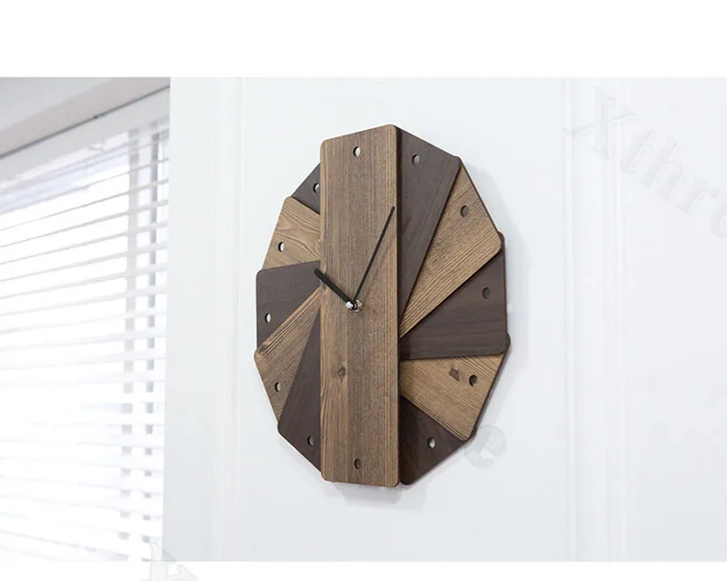 Европейские деревянные ретро настенные часы Простой дизайн винтажные кварцевые настенные часы декоративный таймер деревянные часы настенные часы с одной стороны