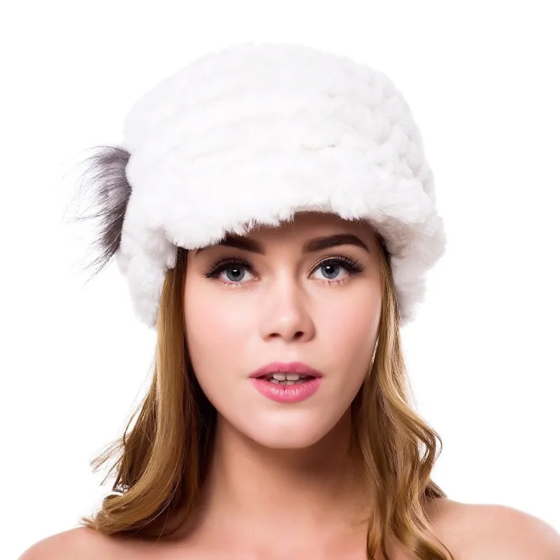 Зимняя женская шапка из натурального кроличьего меха, русская зимняя женская модная шапка из натурального кроличьего меха, шапка из кроличьего меха