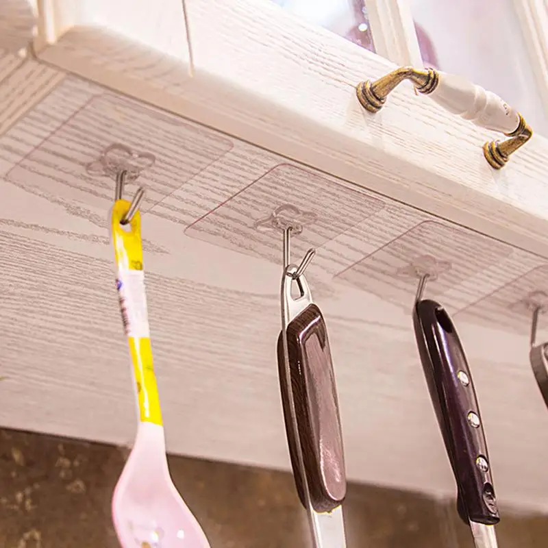 

6Pcs Adhesive Hooks Strong Sticky Kitchen Hooks Wall Hanger Ceiling Hooks Reusable Hook for Bathroom and Kitchen