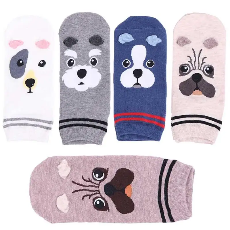 

Spring Summer Cartoon Puppy Cotton Comfortable Boat Socks Invisible Ankle Boat Anti-odor Socks Breathable Casual Ladies Sock