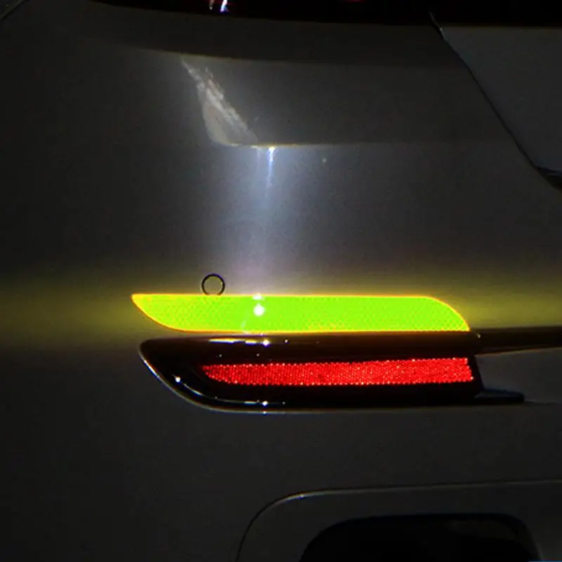 

Hot sale 2Pcs/Lot Car Bumper Reflective Strip Stickers Reflective Car Reflector Stickers Auto Accessorie Reflecterende Tape Car