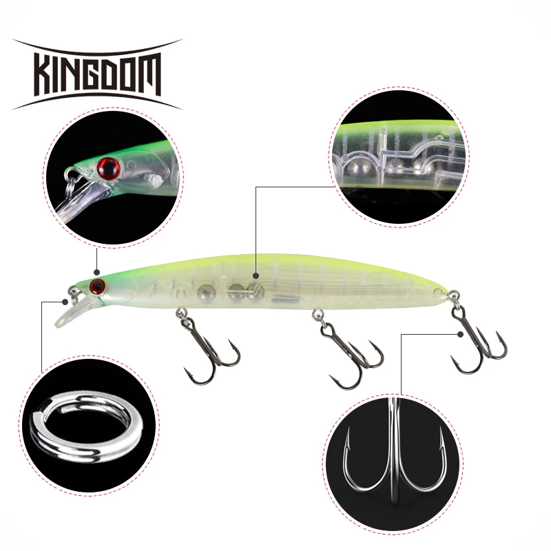 Kingdom Новинка Высокое качество плавающий Джеркбейт рыболовные приманки 125 мм 20 г Воблер для мелкой рыбы хорошее действие Глубина 0,2-0,4 м жесткие приманки