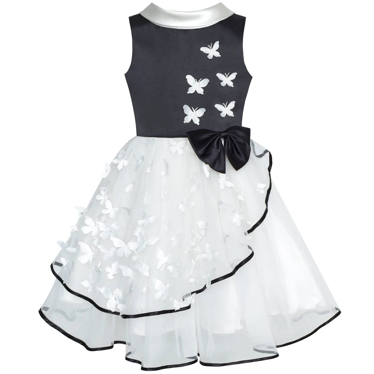 Sunny Fashion платья для девочек новогодние костюмы Цветок Белый А Черный Бабочка Карнавальное шествие Вечеринка
