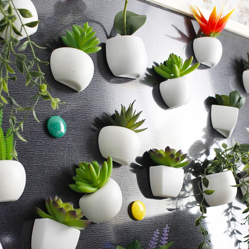 

Fridge Sticker Simulated Bouquet Flower Succulent Plant Fridge Magnet Magnetic Potted Plant for Home Living Room Wall Decoration