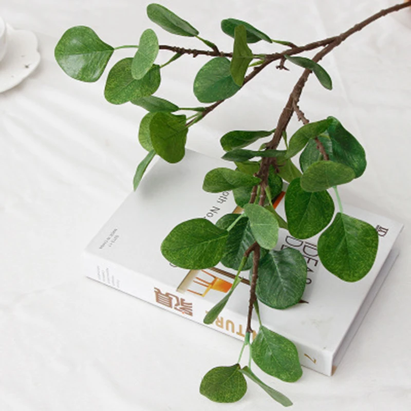 

Hoar/Red/Green Artificial Silver Dollar Eucalyptus Leaf Spray Branch Wedding Party Home Decor Cloth fake leaves tree branches
