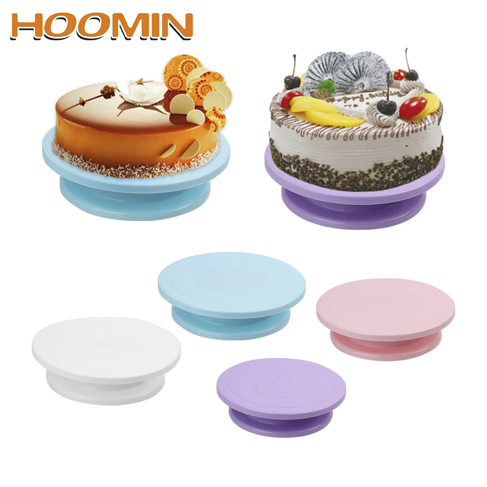 

HOOMIN Cake Swivel Base Rotating Cake Plate Cake Decorating Rotary Table Round Turntable Cake Stand Kitchen Baking Tool DIY