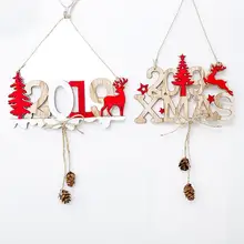 

Christmas Ornaments Wooden Hanging Elk Christmas Tree Pendant Alphabet House New Year Hollow Decoration Door Hanging