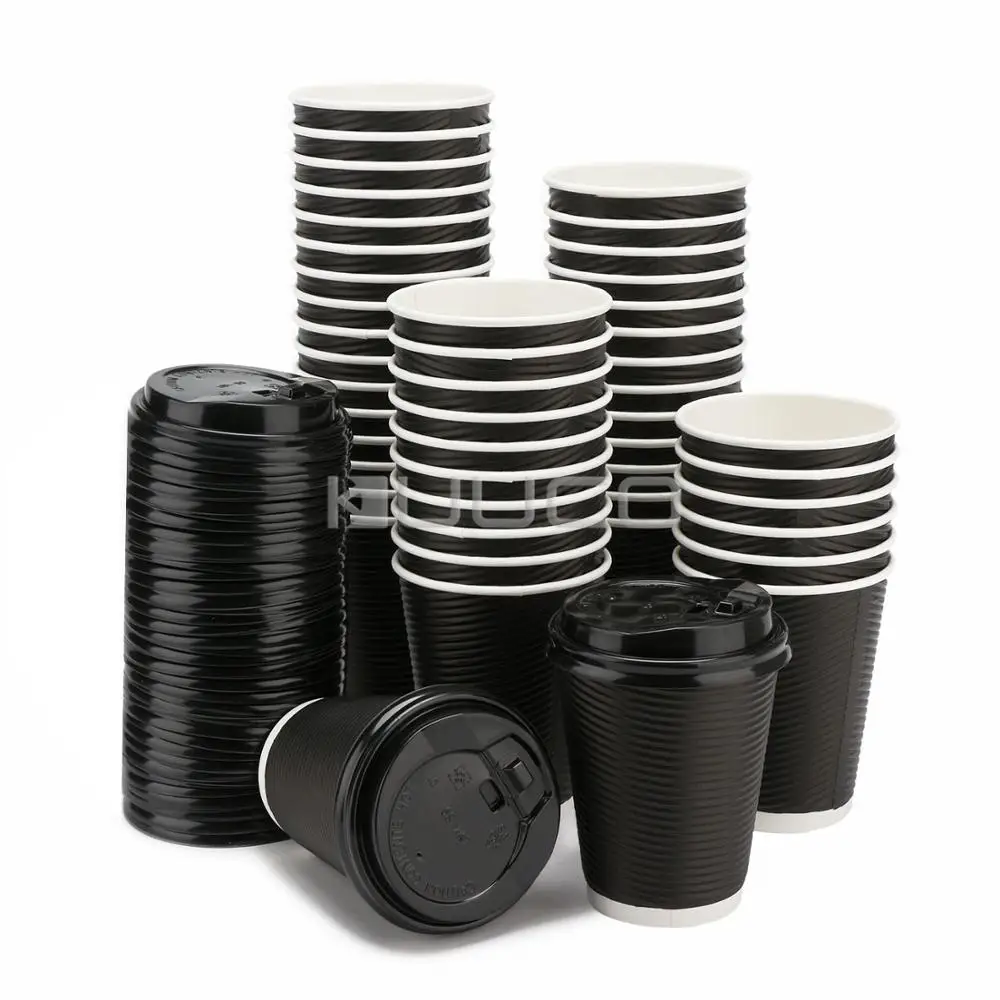 

100 PCS Paper Cups/Eco-friendly Paper Cups/Travel Mug/Disposable Cups With Lids for Coffee/Tea/milk/Chocolate/Cold Drinks etc